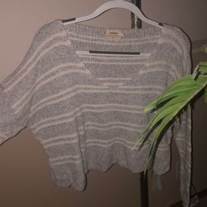 Grey and white cropped sweater